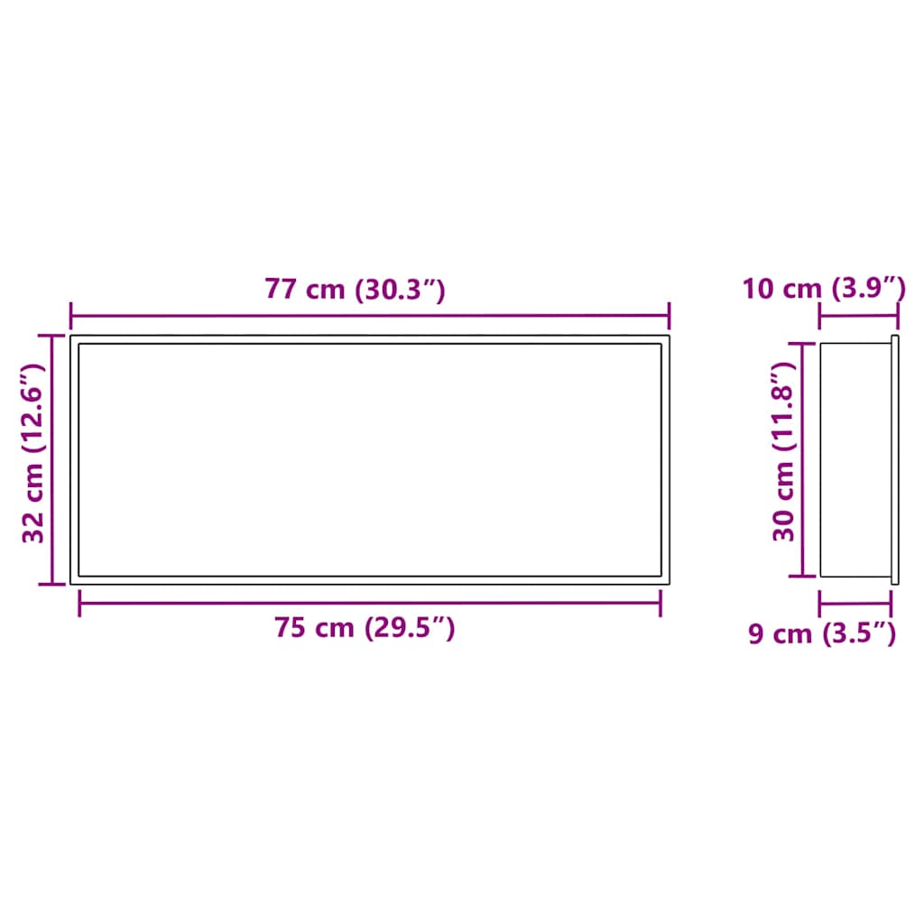Shower Niche White 75 x 30 x 9.5 cm Stainless Steel