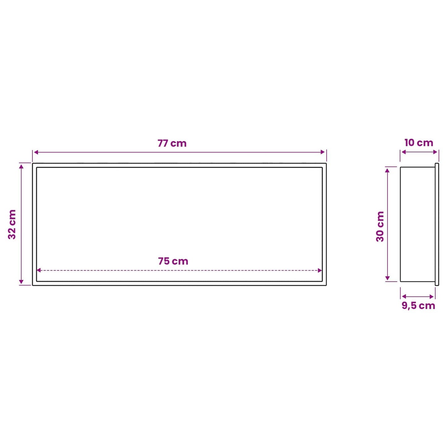 Shower Niche White 75 x 30 x 9.5 cm Stainless Steel