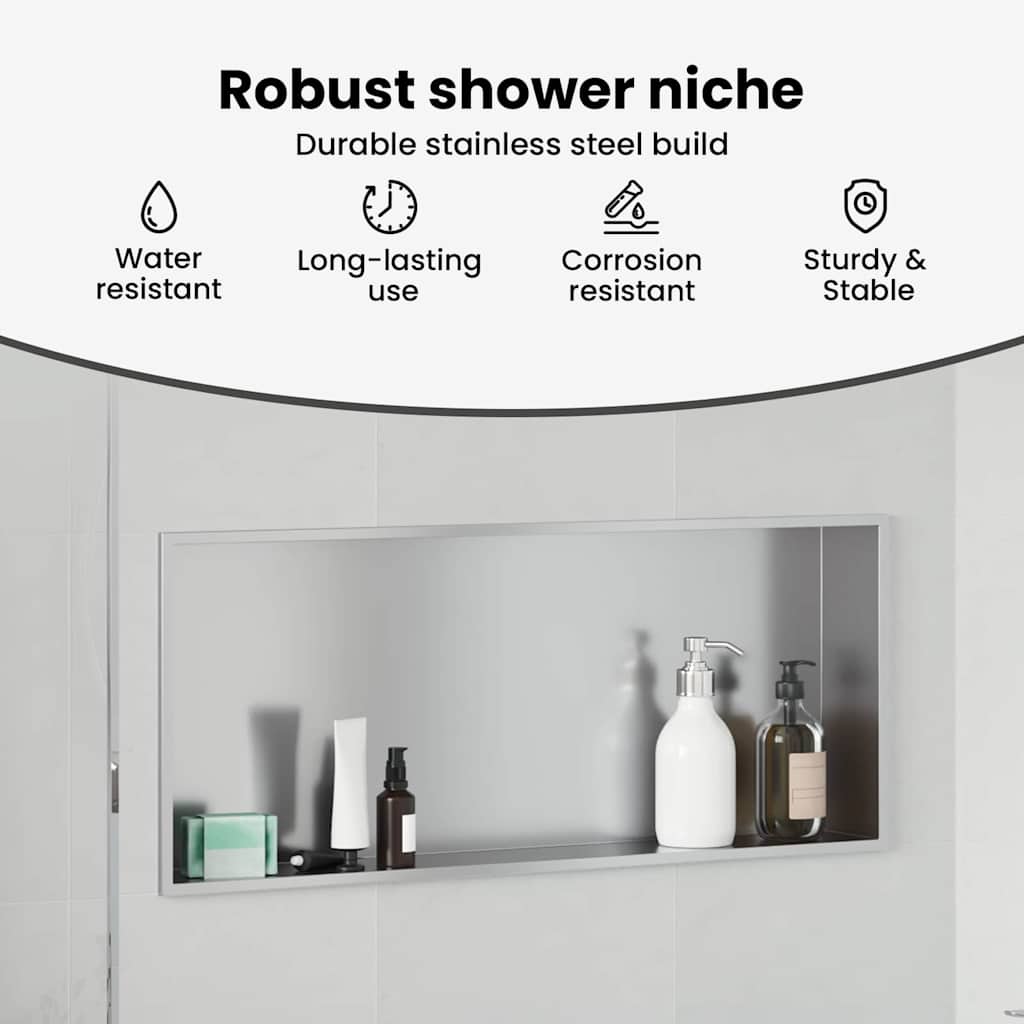 Shower Niche Silver 75 x 30 x 9.5 cm Stainless Steel