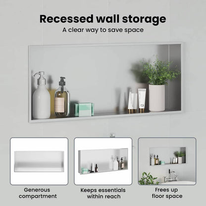 Shower Niche Silver 75 x 30 x 9.5 cm Stainless Steel