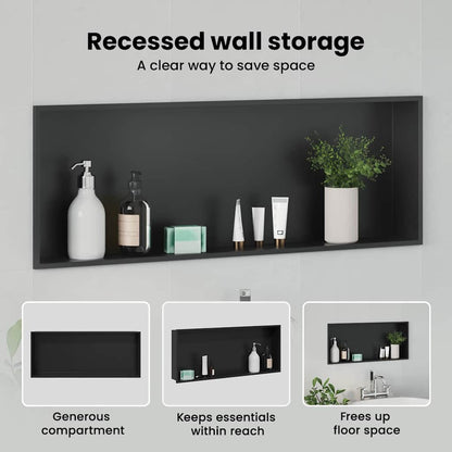 Shower Niche Black 90 x 30 x 9.5 cm Stainless Steel