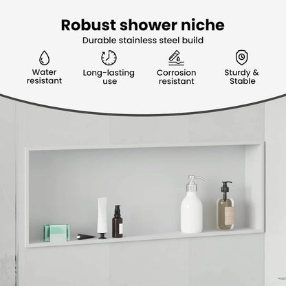 Shower Niche White 90 x 30 x 9.5 cm Stainless Steel