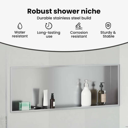 Shower Niche Silver 90 x 30 x 9.5 cm Stainless Steel