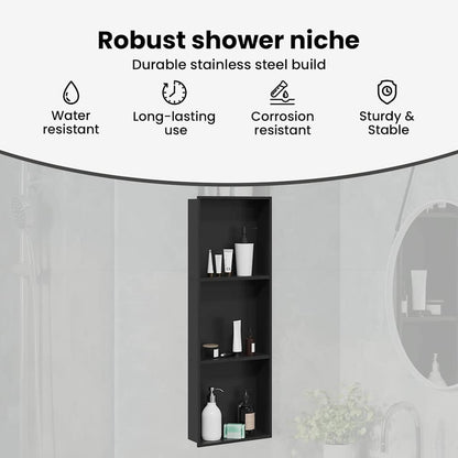 Shower Niche Black 92 x 32 x 10 cm Stainless Steel
