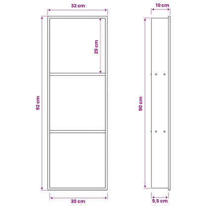 Shower Niche Black 92 x 32 x 10 cm Stainless Steel