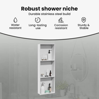 Shower Niche White 90 x 30 x 9.5 cm Stainless Steel