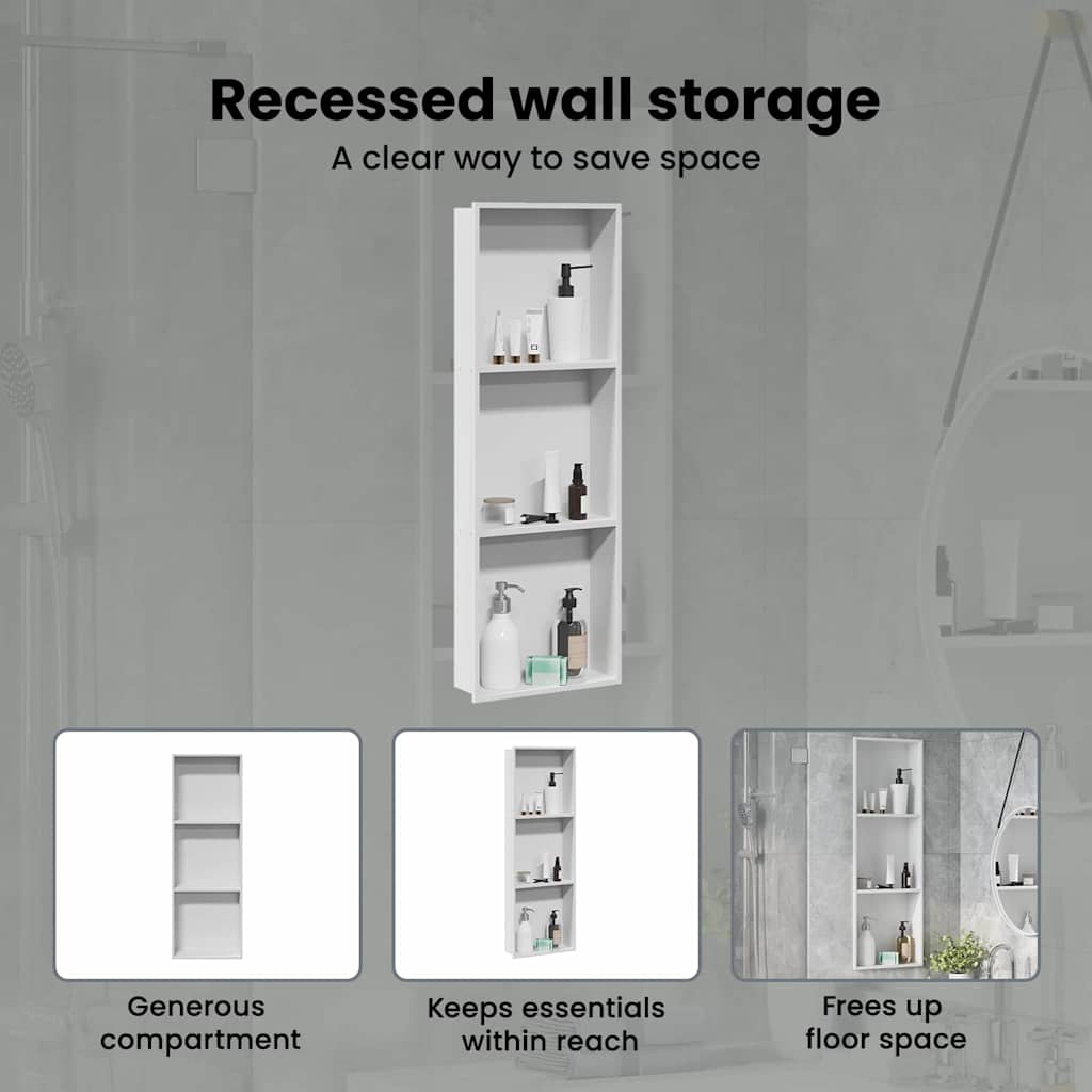 Shower Niche White 90 x 30 x 9.5 cm Stainless Steel