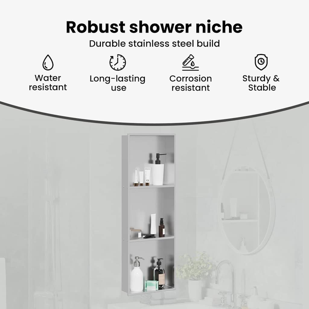Shower Niche Silver 90 x 30 x 9.5 cm Stainless Steel
