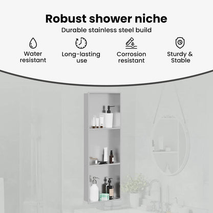 Shower Niche Silver 90 x 30 x 9.5 cm Stainless Steel