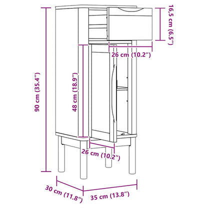 Bathroom Cabinet FLORO White 35 x 30 x 90 cm Solid Pine Wood