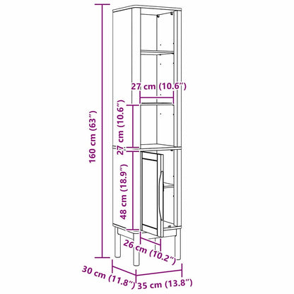 Bathroom Tall Cabinet with Shelf FLORO White 35 x 30 x 160 cm