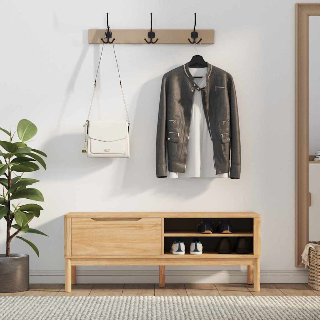 Hallway Bench FLORO Wax Brown 115 x 40 x 45 cm Solid Pine Wood