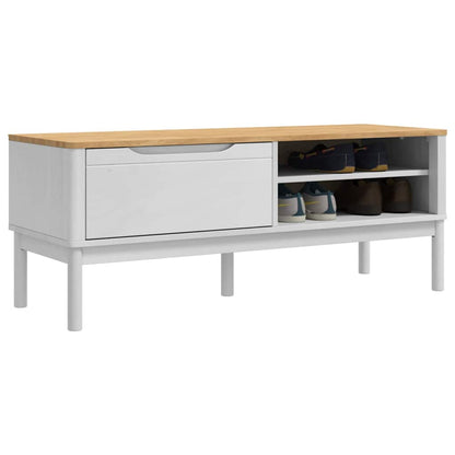 Hallway Bench FLORO White 115 x 40 x 45 cm Solid Pine Wood