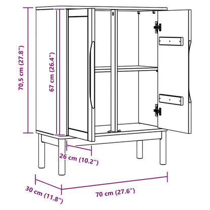 Sideboard FLORO Wax Brown 70 x 30 x 70.5 cm Solid Pine Wood