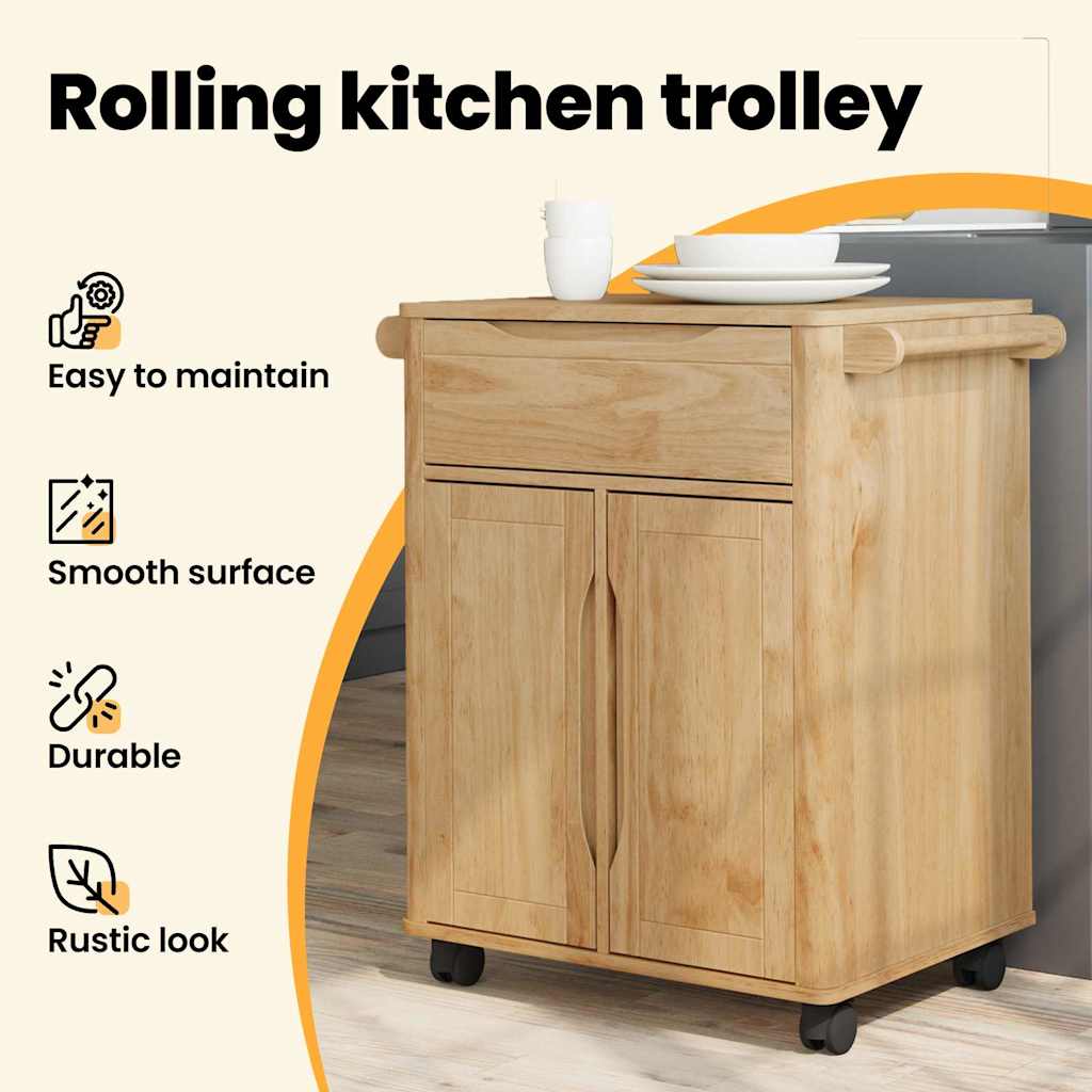 Kitchen Trolley FLORO Wax Brown 72.5 x 45 x 80 cm