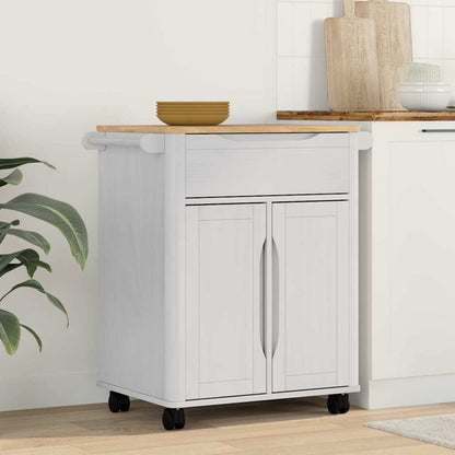 Kitchen Trolley FLORO White 72.5 x 45 x 80 cm Solid Pine Wood