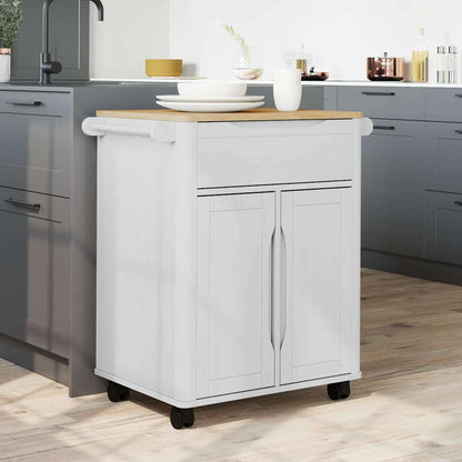 Kitchen Trolley FLORO White 72.5 x 45 x 80 cm Solid Pine Wood