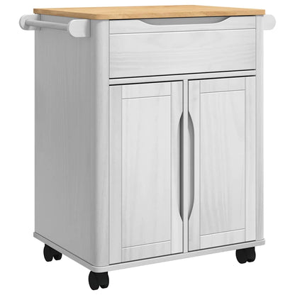 Kitchen Trolley FLORO White 72.5 x 45 x 80 cm Solid Pine Wood