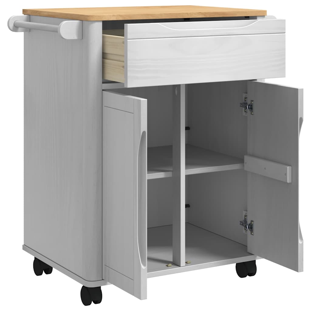 Kitchen Trolley FLORO White 72.5 x 45 x 80 cm Solid Pine Wood