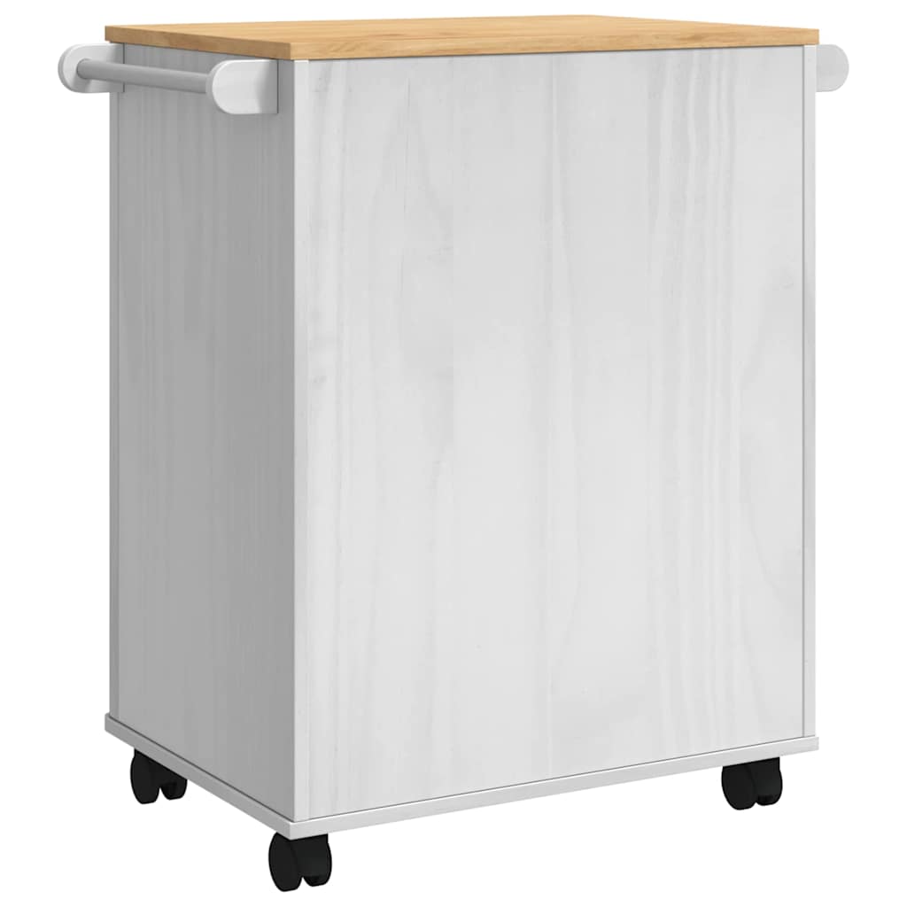 Kitchen Trolley FLORO White 72.5 x 45 x 80 cm Solid Pine Wood