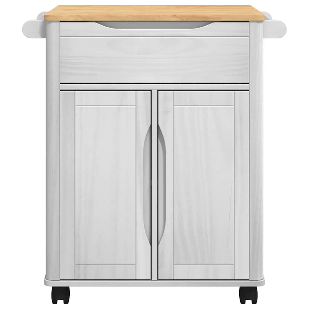 Kitchen Trolley FLORO White 72.5 x 45 x 80 cm Solid Pine Wood