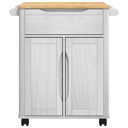 Kitchen Trolley FLORO White 72.5 x 45 x 80 cm Solid Pine Wood