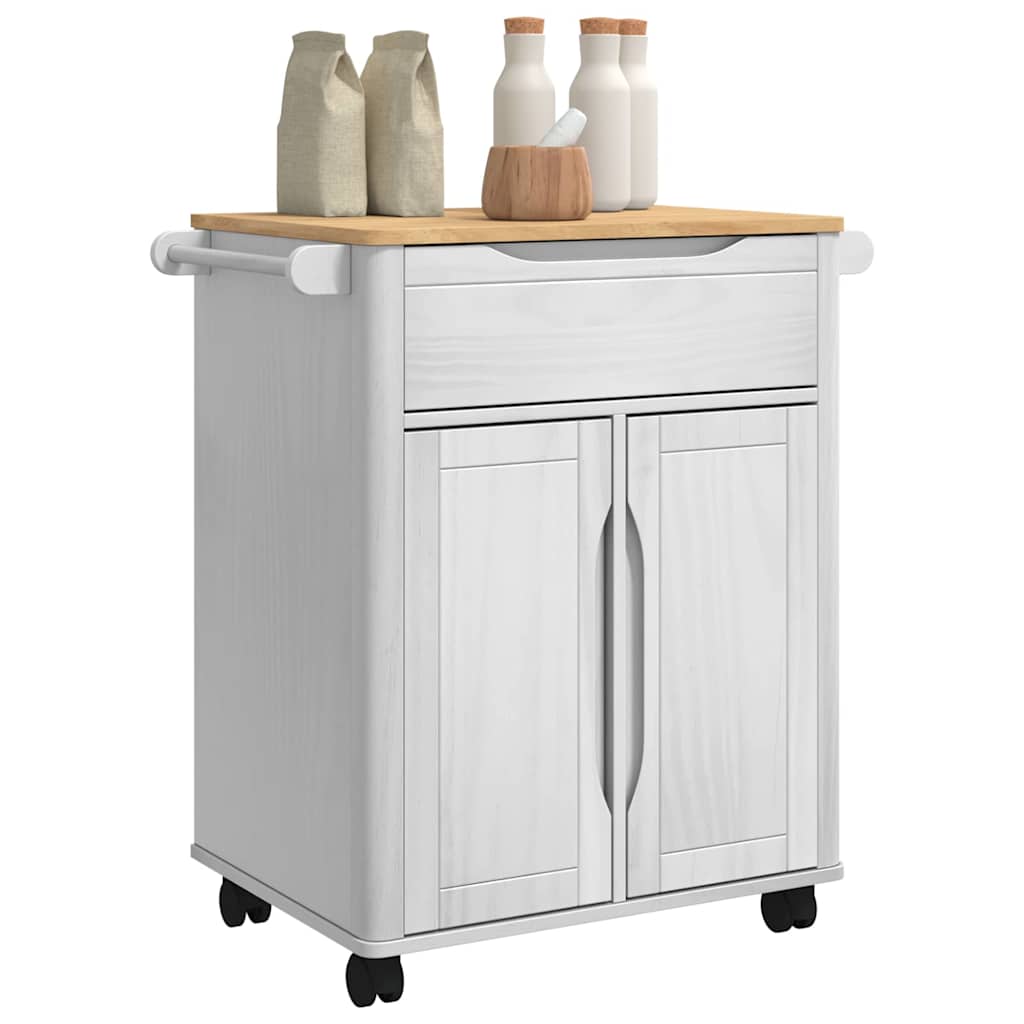 Kitchen Trolley FLORO White 72.5 x 45 x 80 cm Solid Pine Wood