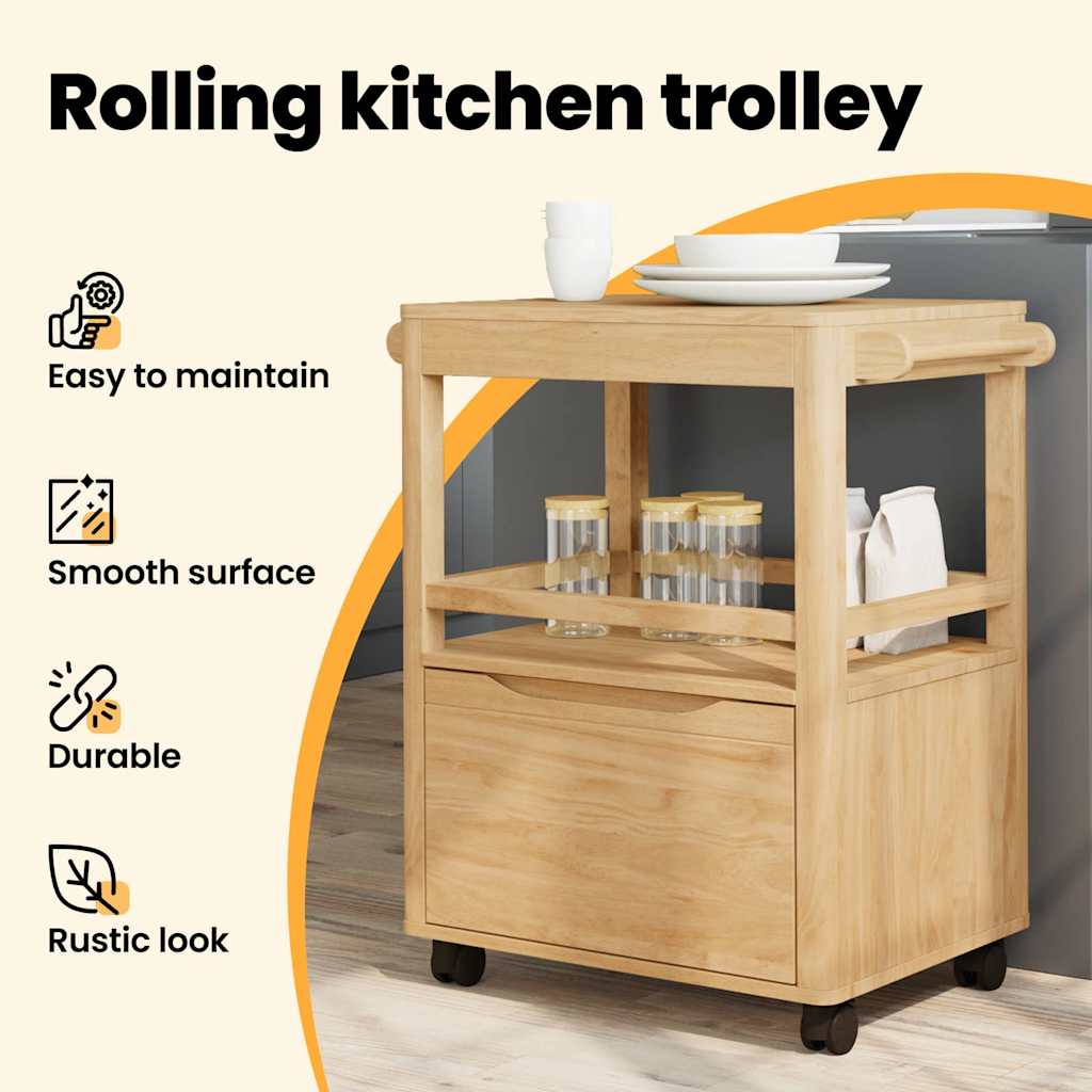 Kitchen Trolley FLORO Wax Brown 72.5 x 45 x 80 cm