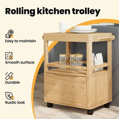Kitchen Trolley FLORO Wax Brown 72.5 x 45 x 80 cm
