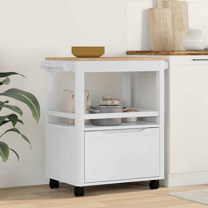 Kitchen Trolley FLORO White 72.5 x 45 x 80 cm Solid Pine Wood