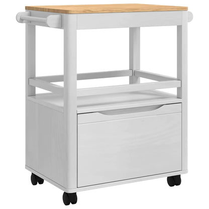 Kitchen Trolley FLORO White 72.5 x 45 x 80 cm Solid Pine Wood
