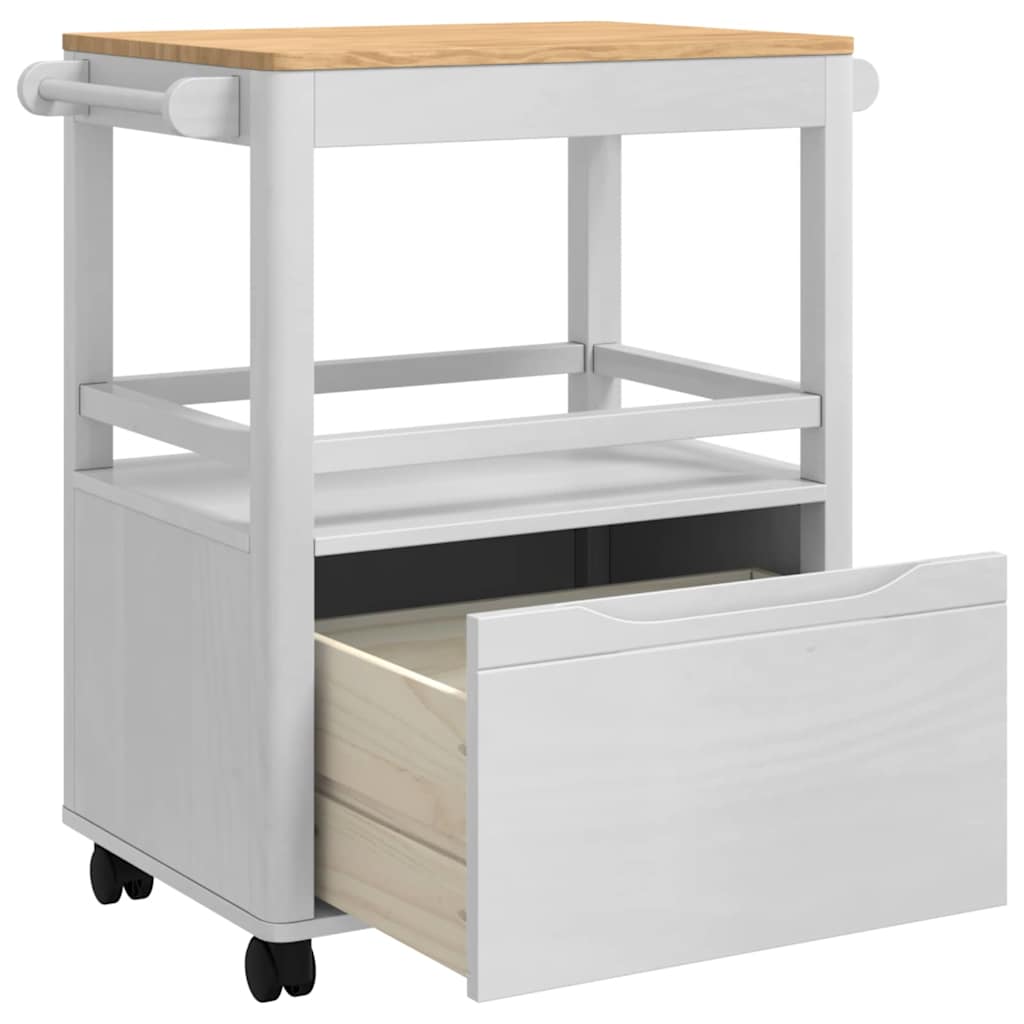 Kitchen Trolley FLORO White 72.5 x 45 x 80 cm Solid Pine Wood
