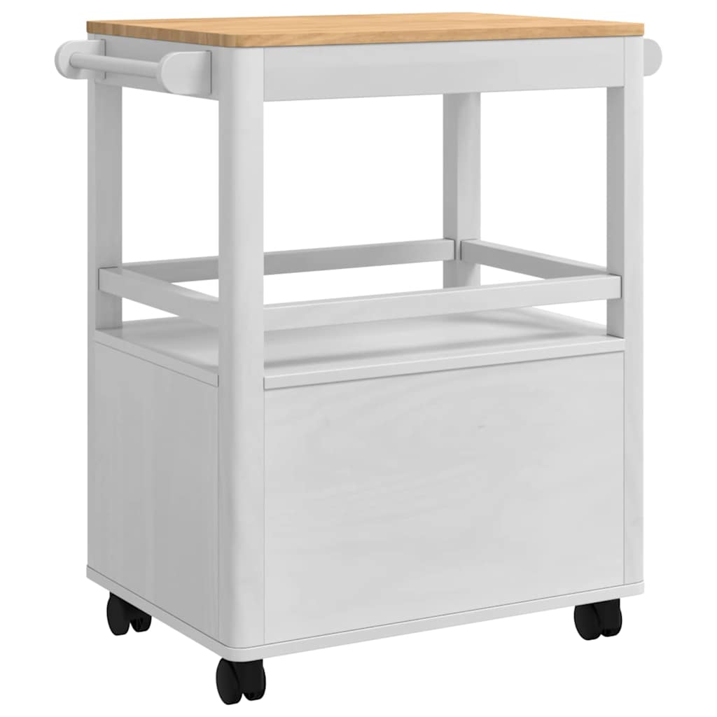 Kitchen Trolley FLORO White 72.5 x 45 x 80 cm Solid Pine Wood