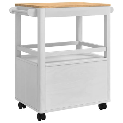 Kitchen Trolley FLORO White 72.5 x 45 x 80 cm Solid Pine Wood