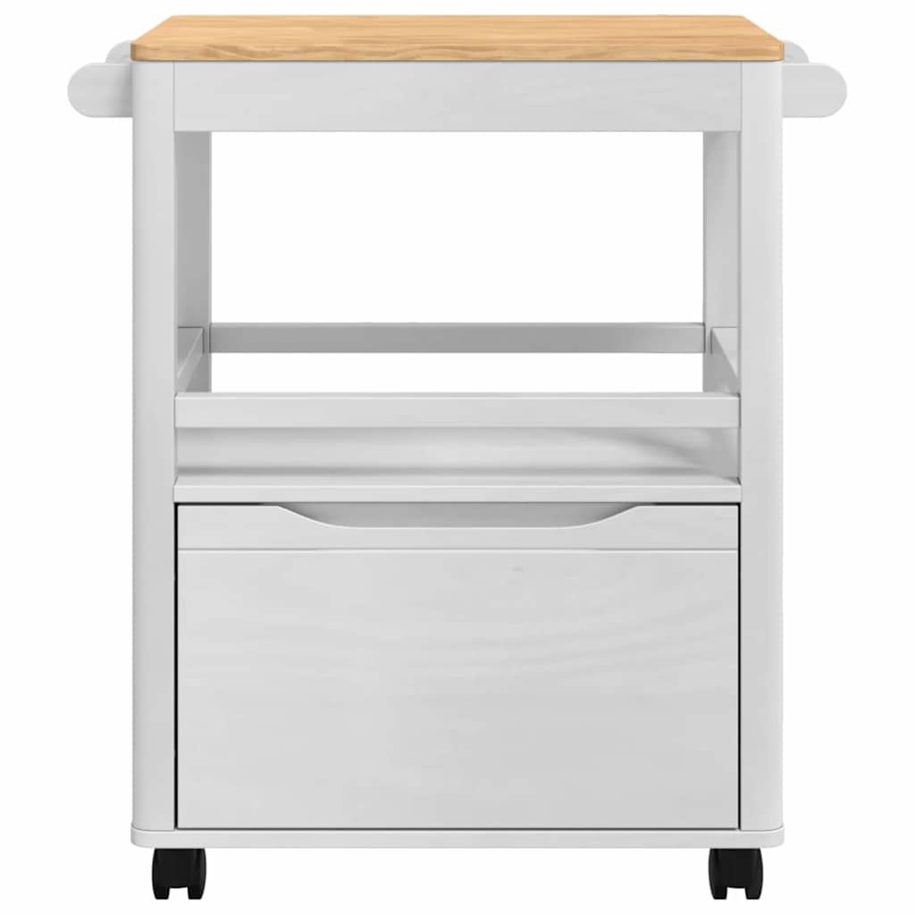 Kitchen Trolley FLORO White 72.5 x 45 x 80 cm Solid Pine Wood