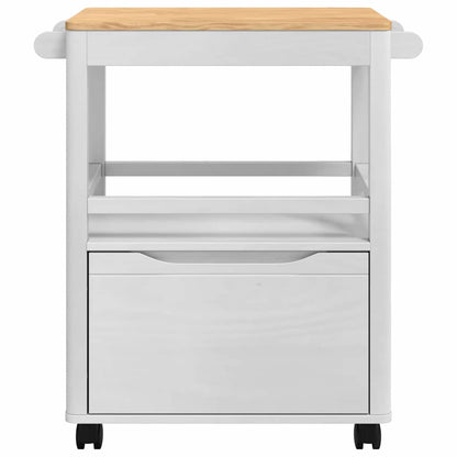Kitchen Trolley FLORO White 72.5 x 45 x 80 cm Solid Pine Wood