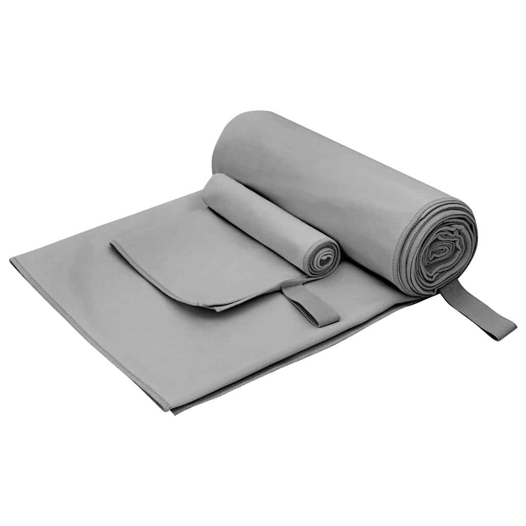 Sports Towel Set 2 pcs Dark grey Fabric