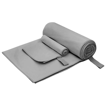 Sports Towel Set 2 pcs Dark grey Fabric