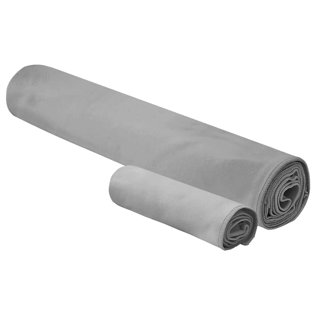Sports Towel Set 2 pcs Dark grey Fabric