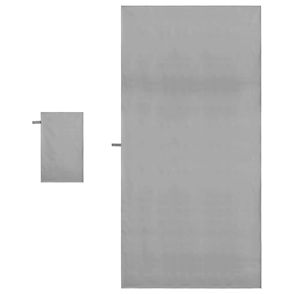 Sports Towel Set 2 pcs Dark grey Fabric