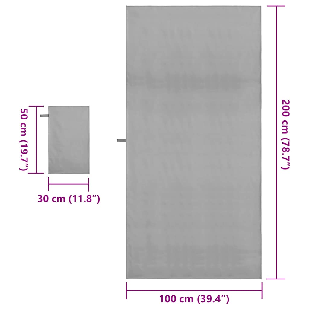 Sports Towel Set 2 pcs Dark grey Fabric