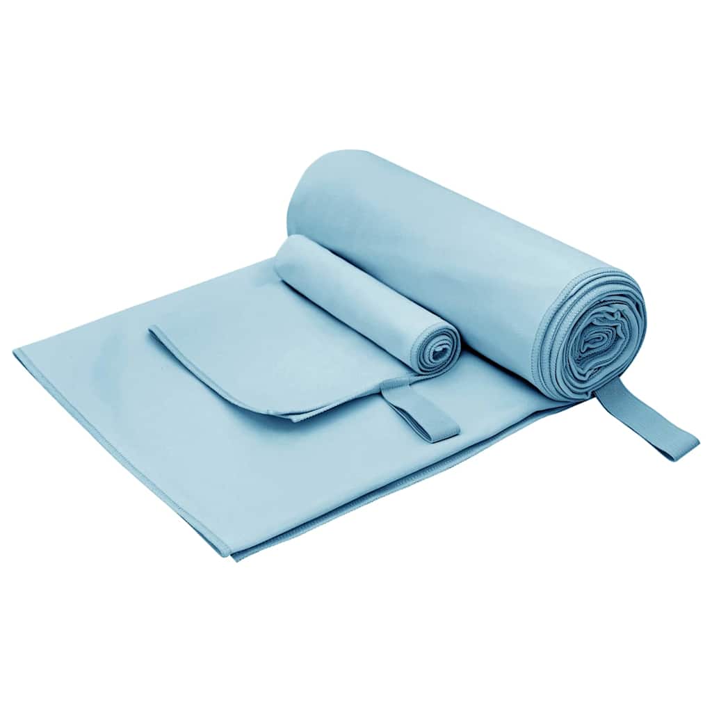 Sports Towel Set 2 pcs Blue Fabric