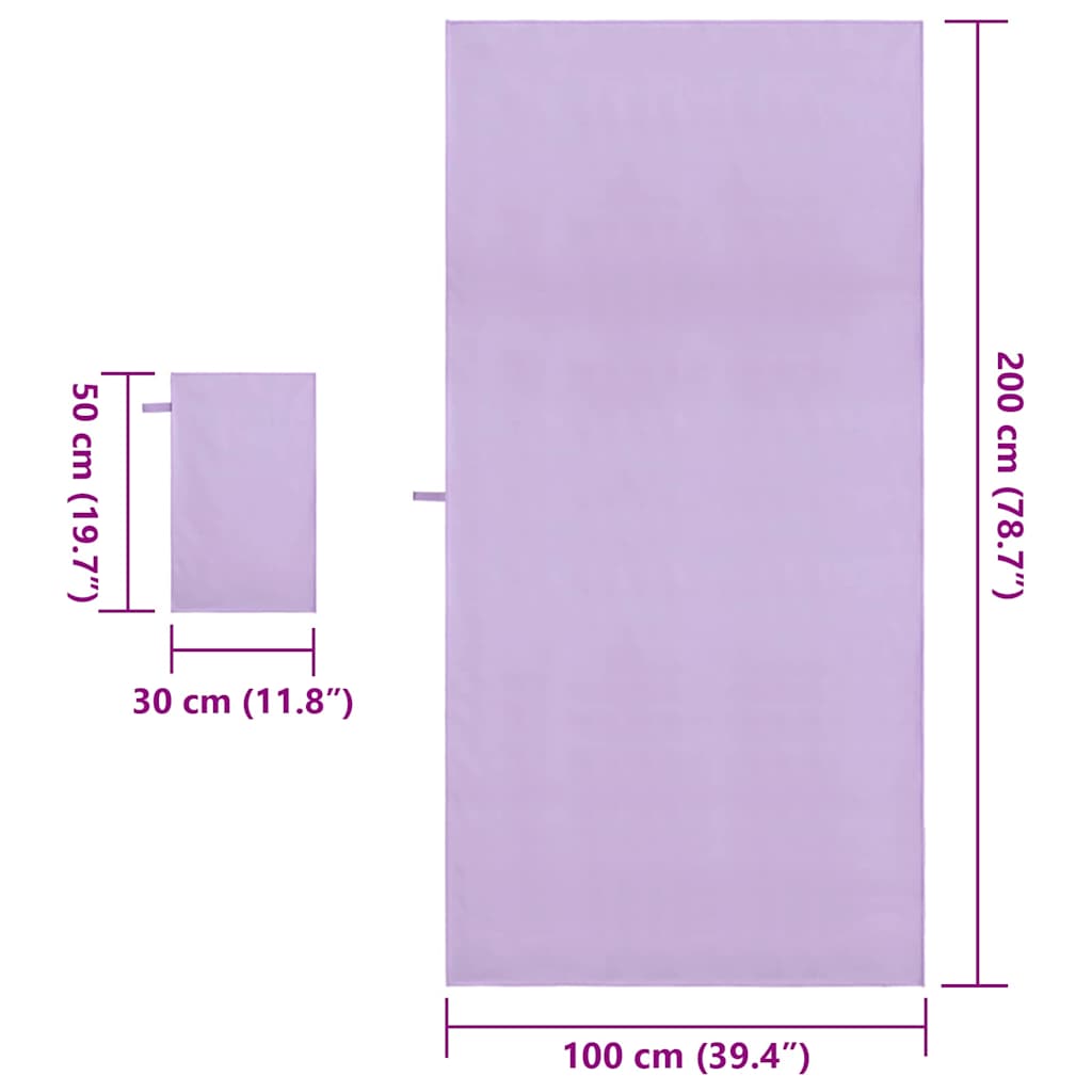 Sports Towel Set 2 pcs Purple Fabric