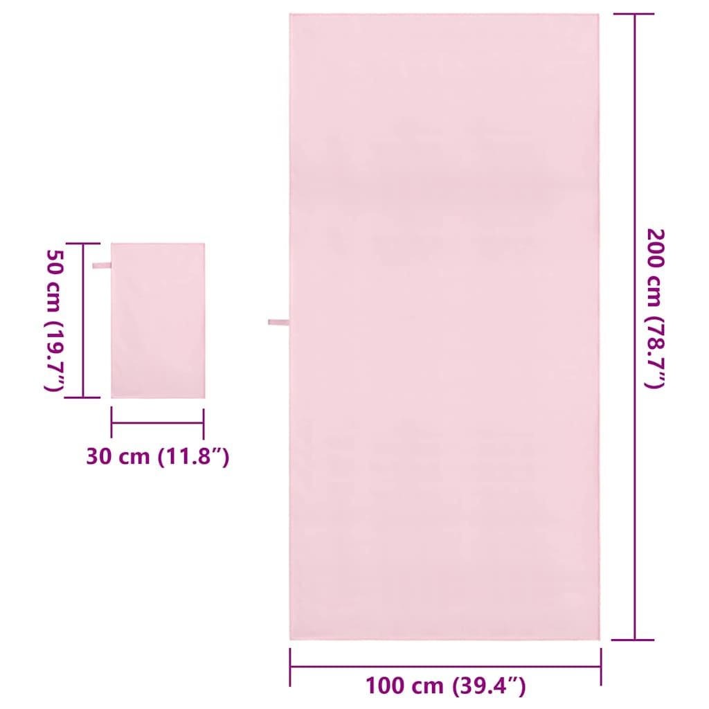 Sports Towel Set 2 pcs Pink Fabric