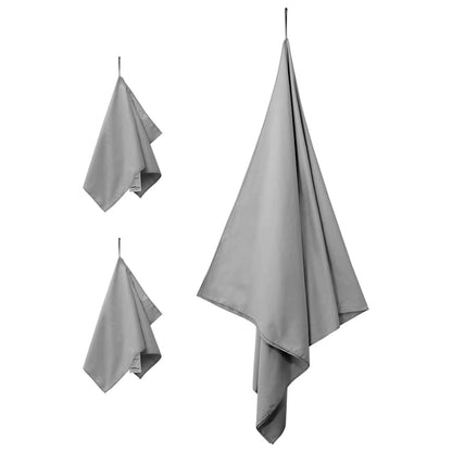 Sports Towel Set 3 pcs Dark Grey Polyester and Polyamide