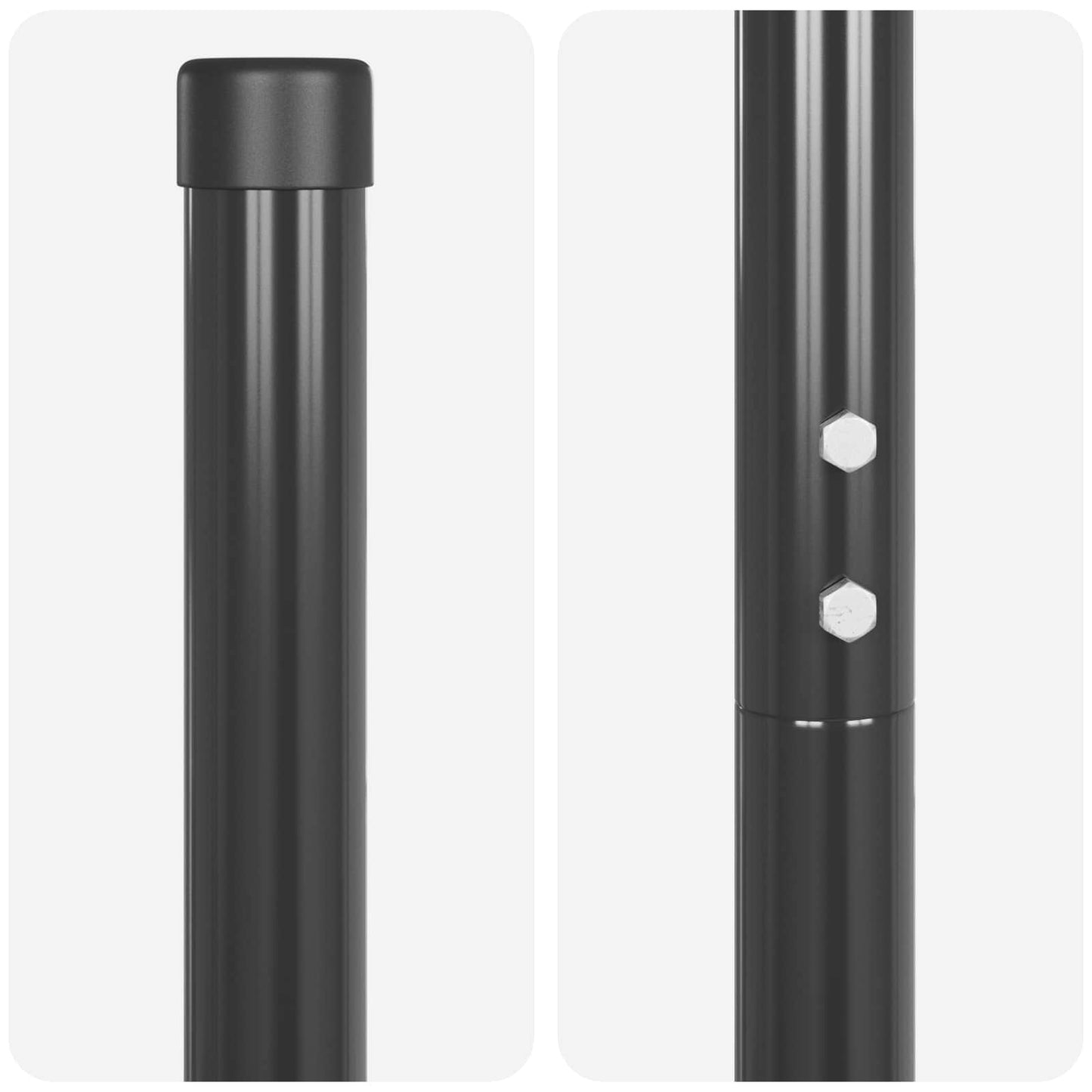 Fence Post 2 pcs Grey Powder-coated steel