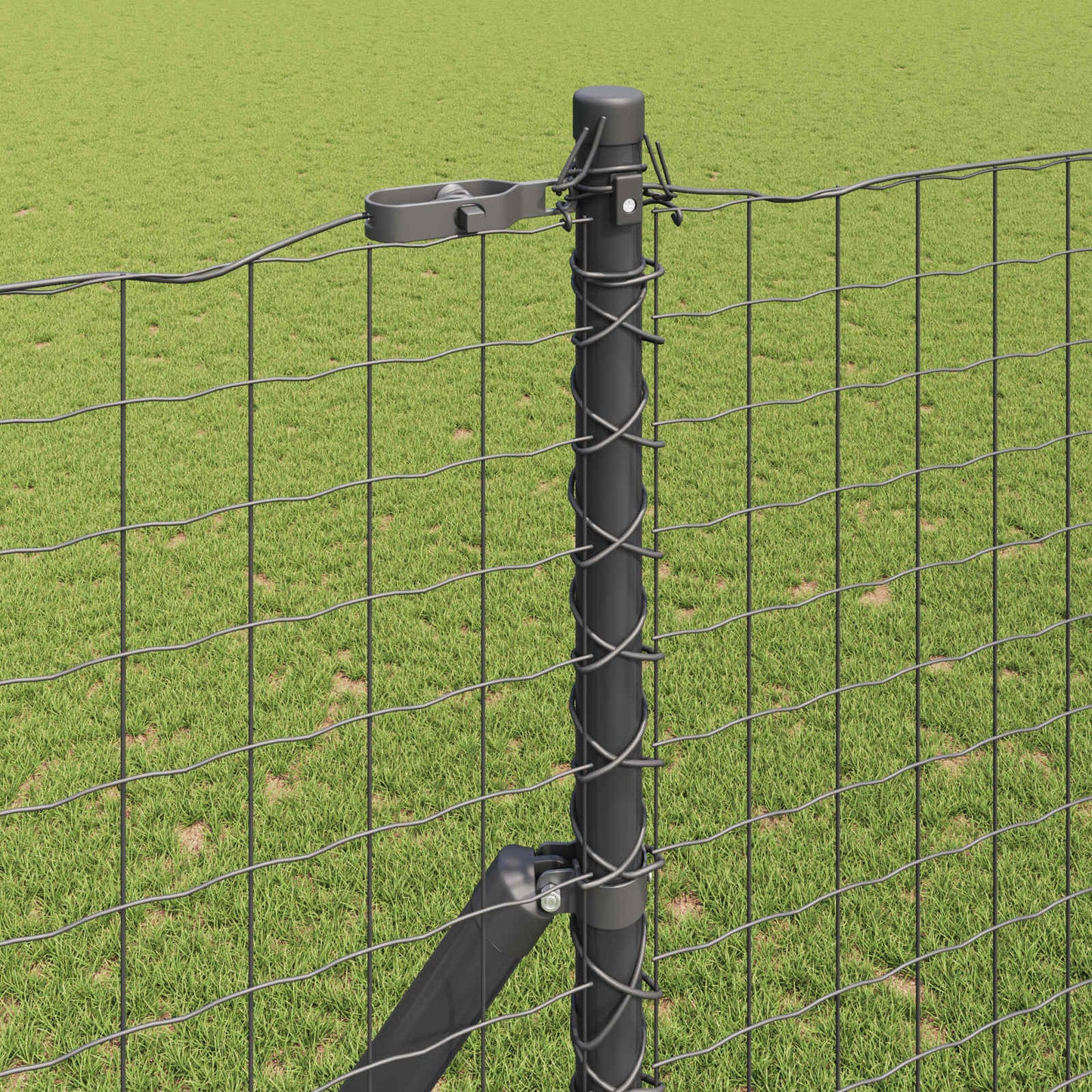 Fence Post 2 pcs Grey Powder-coated steel
