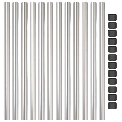 Fence Post 12 pcs Silver 50 cm Powder-coated steel