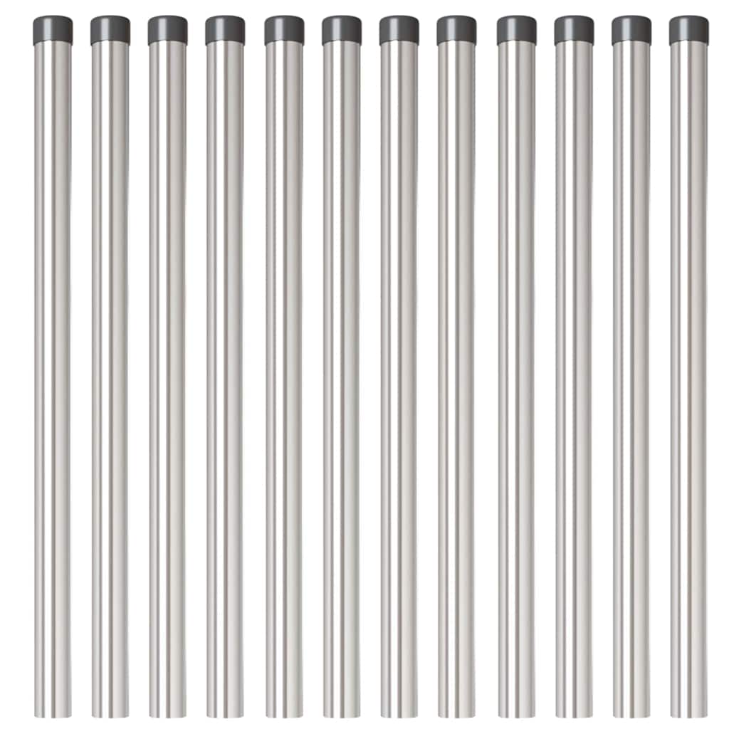 Fence Post 12 pcs Silver 60 cm Powder-coated steel
