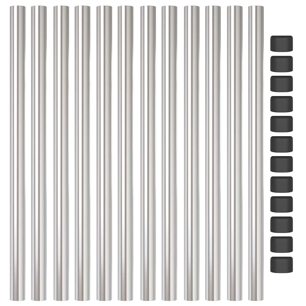 Fence Post 12 pcs Silver 90 cm Powder-coated steel